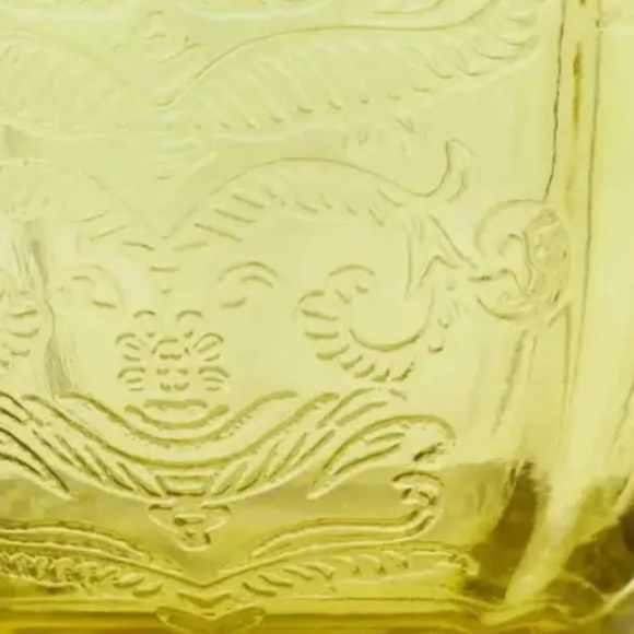 Depression Glass Vintage Tea Cups Sugar Bowl Set Madrid, Poinsettia Pink Yellow - Picture 8 of 10